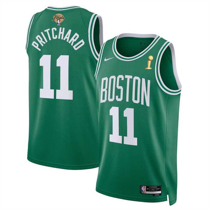 Men%27s Boston Celtics #11 Payton Pritchard Kelly Green 2024 Finals Champions Icon Edition Stitched Basketball Jersey Dzhi